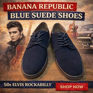 Banana Republic Men's Navy Suede Leather Lace-Up Dress Shoes Men's 11